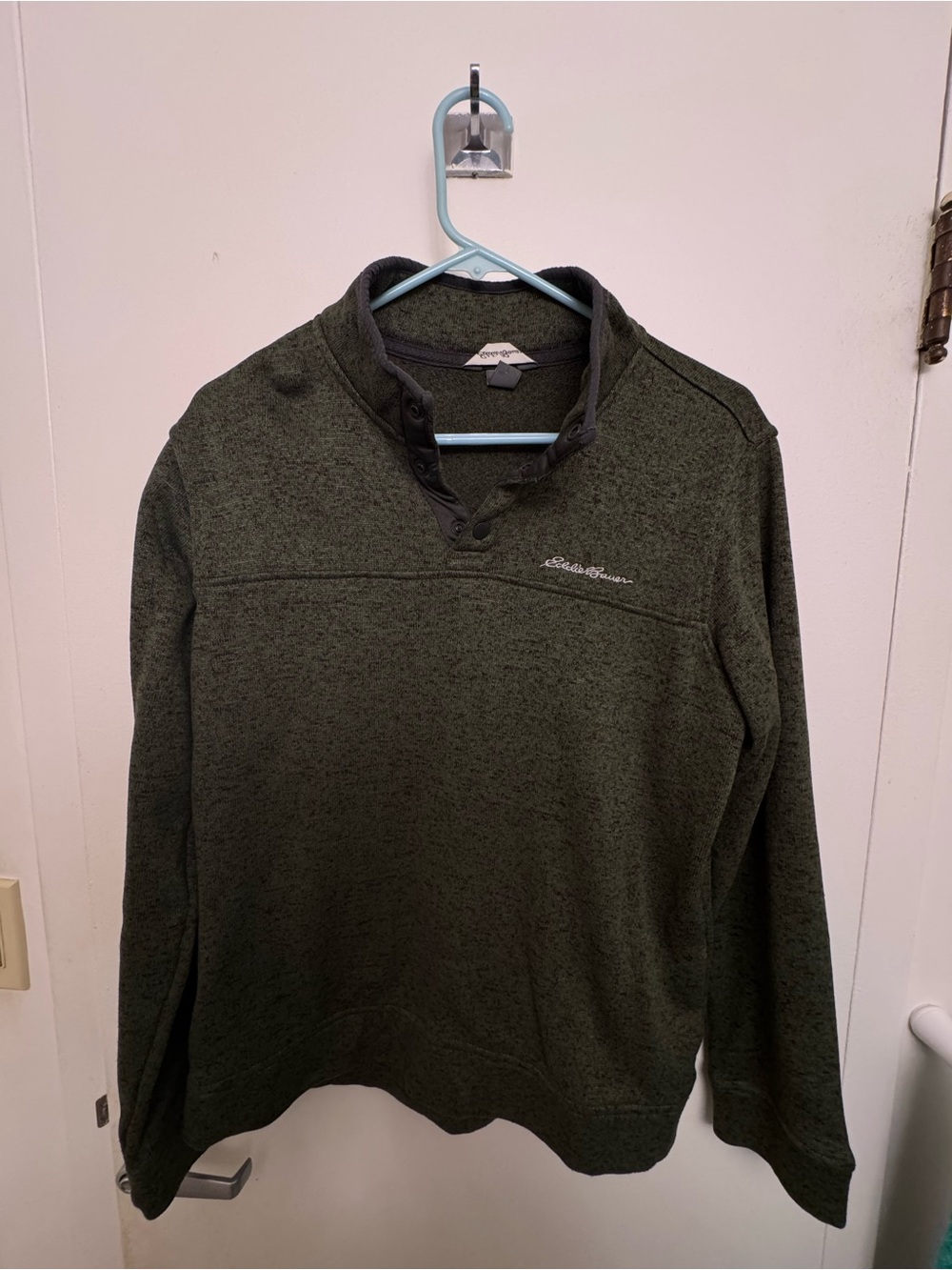 Eddie Bauer Men's Olive Green Quarter-Zip Sweater